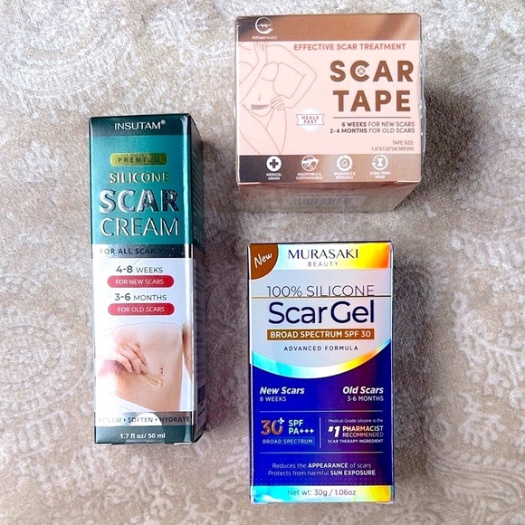 Brand New Scar Treatment Set Scar Tape Silicone Scar Cream Gel Surgery Keloid - Picture 1 of 16